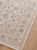 Covor Defne Crem cu Model Floral Elegant – Design Clasic, Aspect Rafinat pentru Living și Dormitor