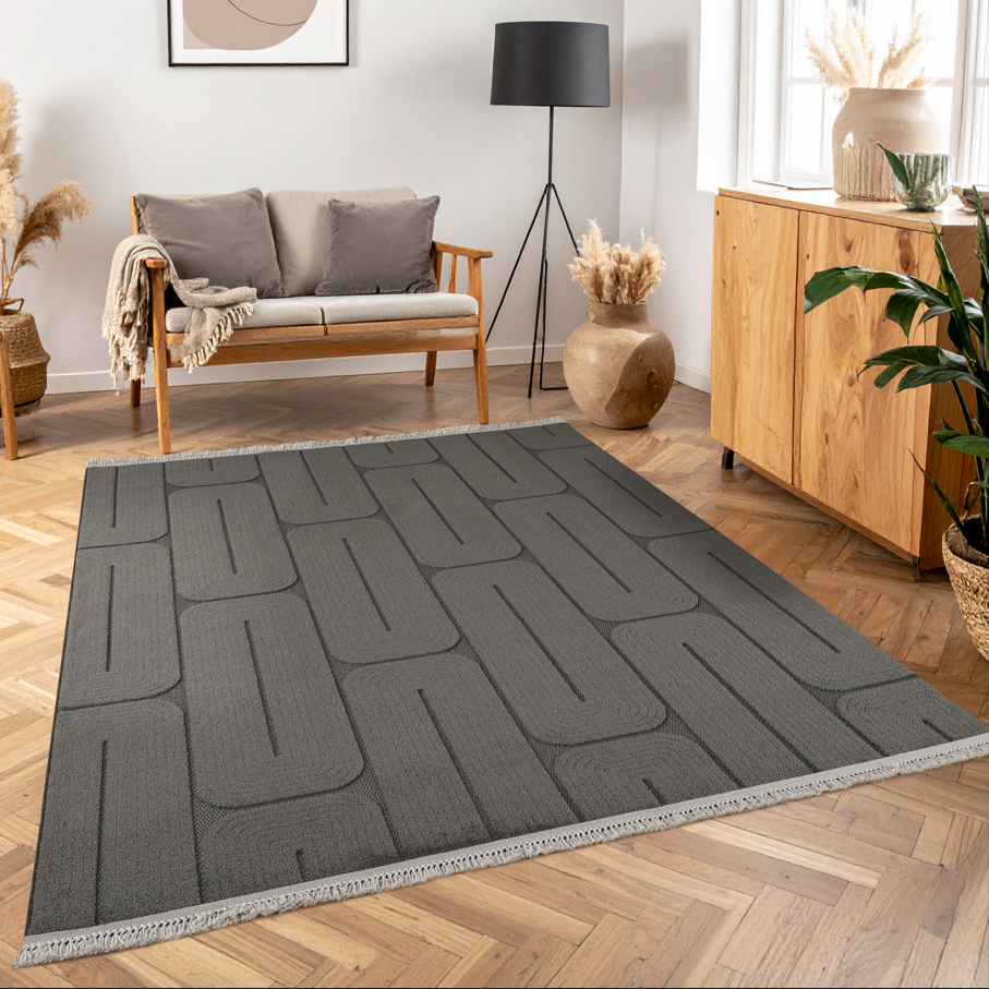 Covor Nordic Antracit Modern Antiderapant pentru Living – Arzen Nordic