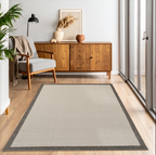 Covor Sisal Arzen Sisal Plus Gri cu Bordură Antracit, Antiderapant, Ușor de Curățat