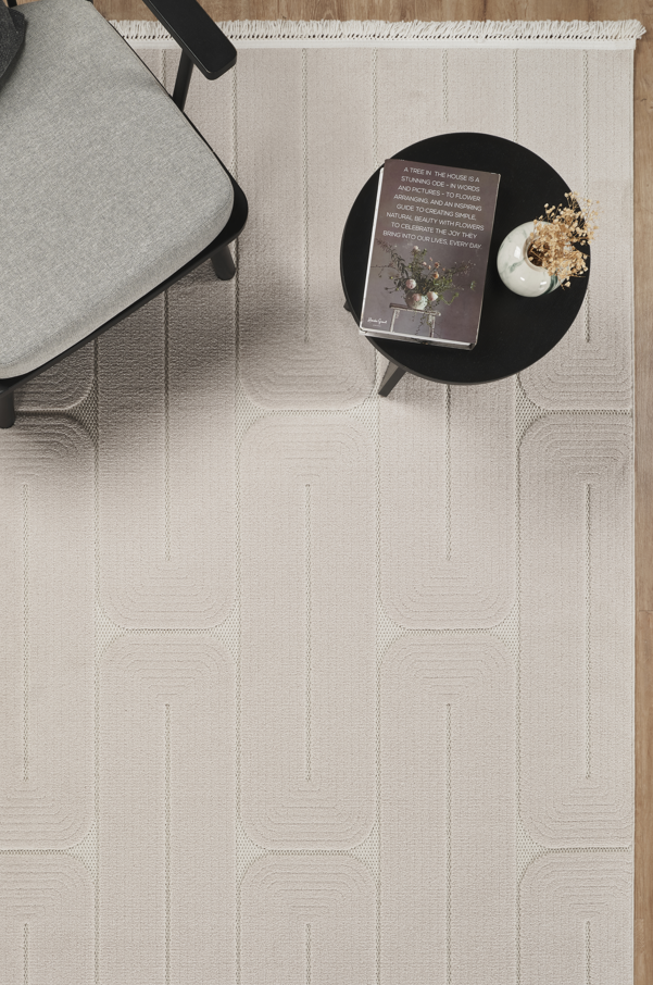 Covor Nordic Bej Modern Antiderapant pentru Living – Arzen Nordic