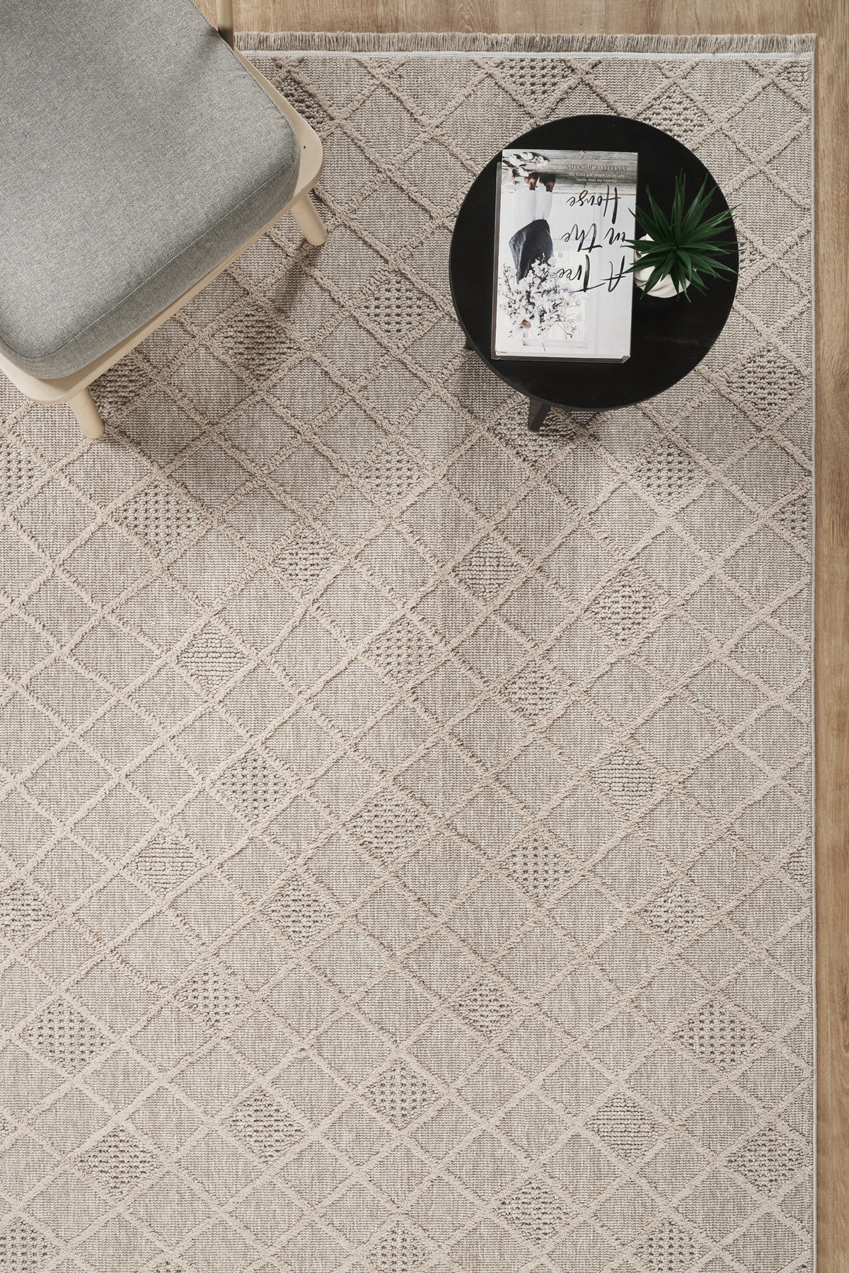 Covor Bouclé Bej Antiderapant pentru Living și Dormitor – Arzen Bouclé
