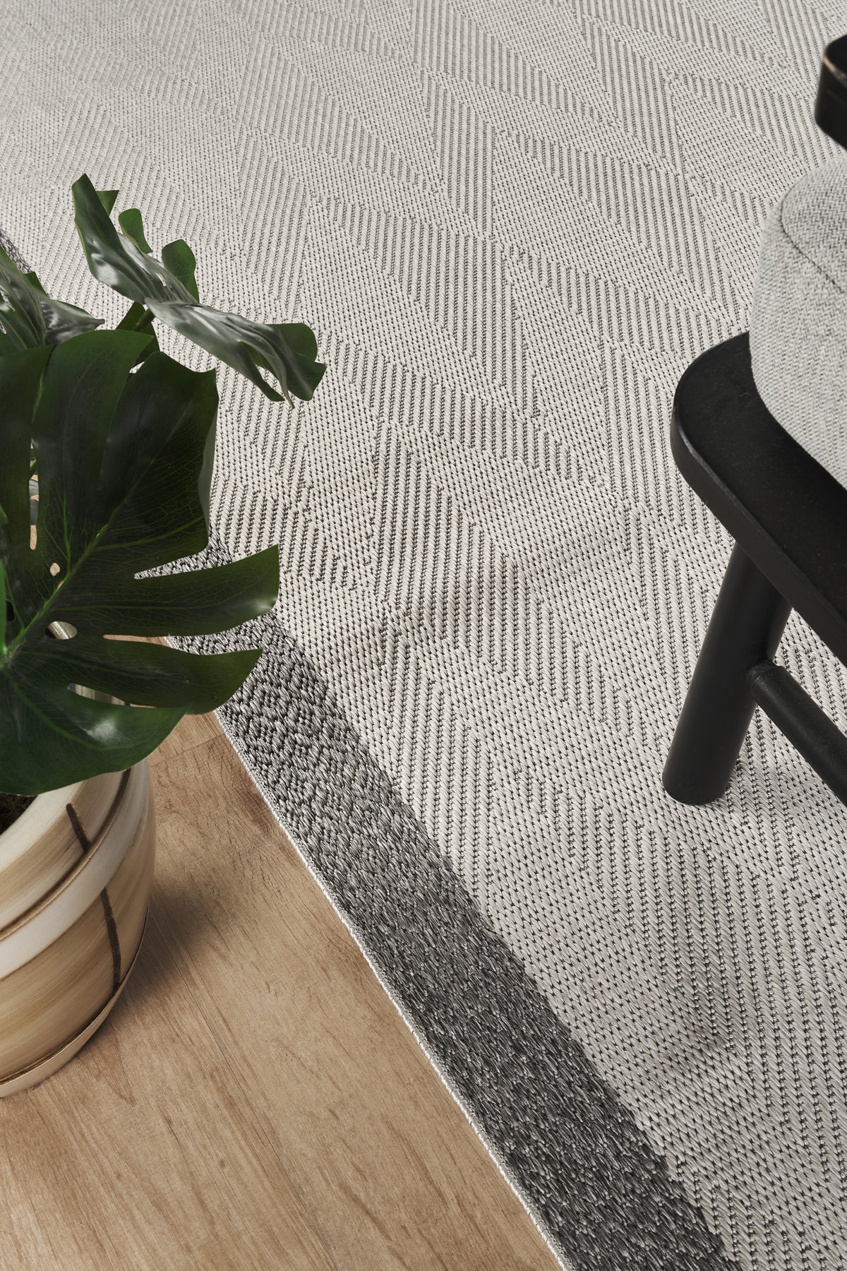Covor Sisal Arzen Sisal Plus Gri Bordură Antracit, Antiderapant, Ușor de Curățat