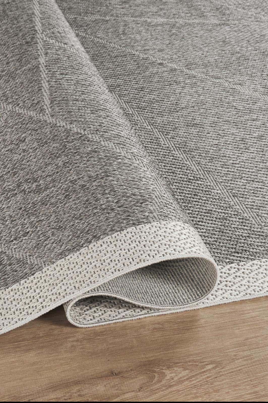 Covor Sisal Arzen Sisal Plus Antracit cu Bordură Gri, Antiderapant, Ușor de Curățat