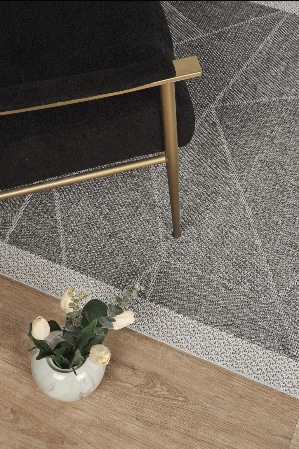 Covor Sisal Arzen Sisal Plus Antracit cu Bordură Gri, Antiderapant, Ușor de Curățat