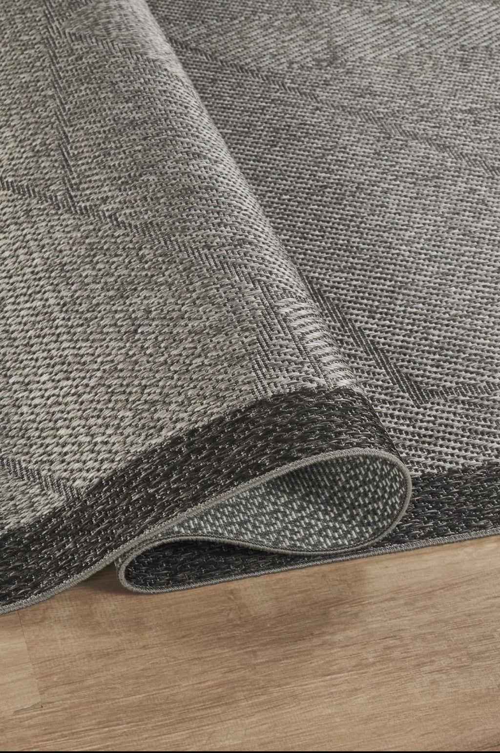 Covor Sisal Arzen Sisal Plus Antracit cu Bordură Neagră, Antiderapant, Ușor de Curățat