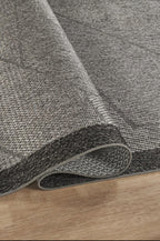 Covor Sisal Arzen Sisal Plus Antracit cu Bordură Neagră, Antiderapant, Ușor de Curățat