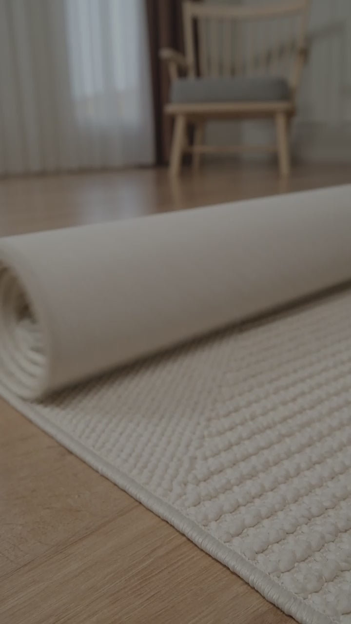 Covor Bouclé Crem Antiderapant pentru Living și Dormitor – Arzen Bouclé