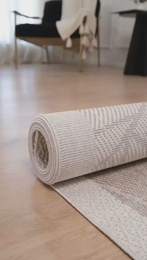 Covor Sisal Arzen Sisal Plus Bej cu Bordură Krem, Antiderapant, Ușor de Curățat