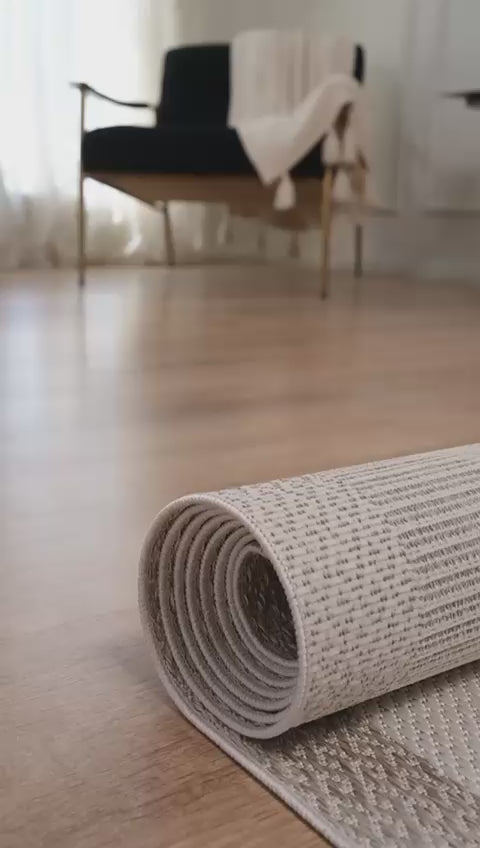 Covor Sisal Arzen Sisal Plus Krem cu Bordură Bej, Antiderapant, Ușor de Curățat