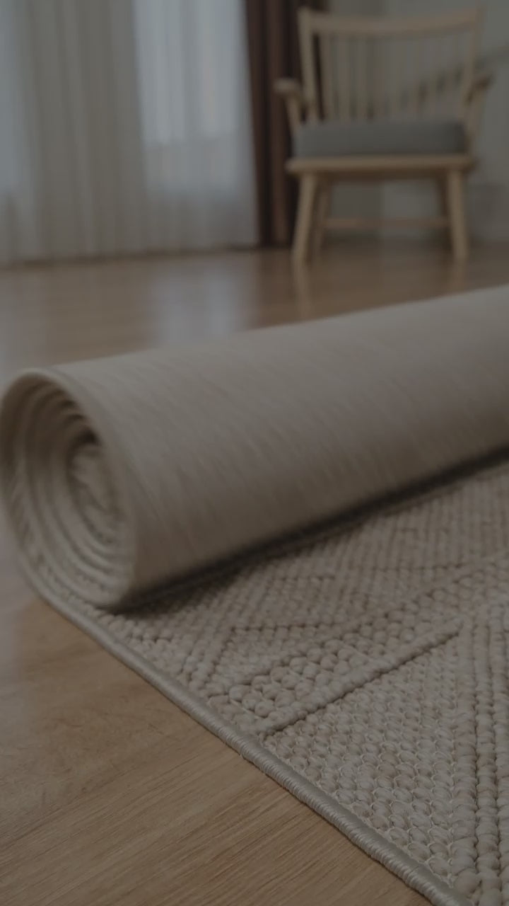 Covor Bouclé Bej Antiderapant pentru Living și Dormitor – Arzen Bouclé