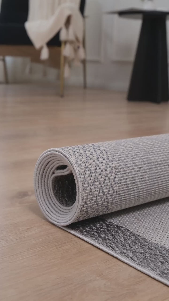 Covor Sisal Arzen Sisal Plus Gri Bordură Antracit, Antiderapant, Ușor de Curățat